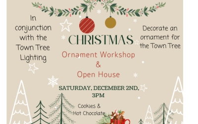 Ornament Workshop and Open House, 12/2/2023, 3pm…..