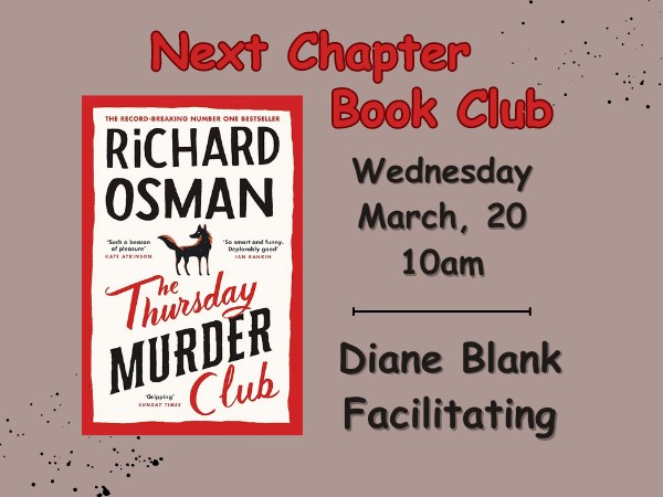 Next Chapter Book Club…Wednesday, March 20th, 10am….