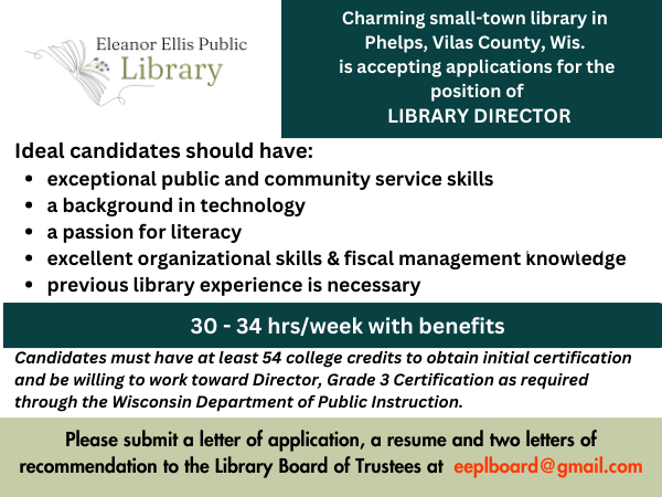 Seeking Applicants for Library Director…