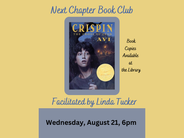 Next Chapter Book Club…Wed, Aug 21, 6pm…..