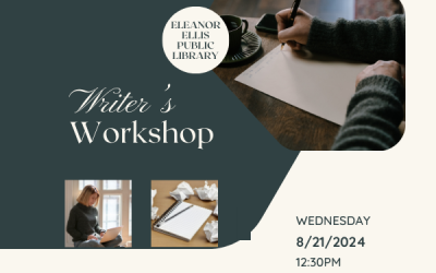 Writer’s Workshop set for Wed., Aug. 21st, 12:30pm….
