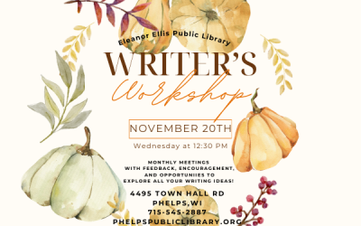 Writer’s Workshop November meeting 11/20 at 12:30